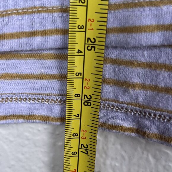 Madewell Sz M Stripe Linen Blend U-Scoop Short Sleeve Tee Distant Lavender ND798 - Picture 12 of 12
